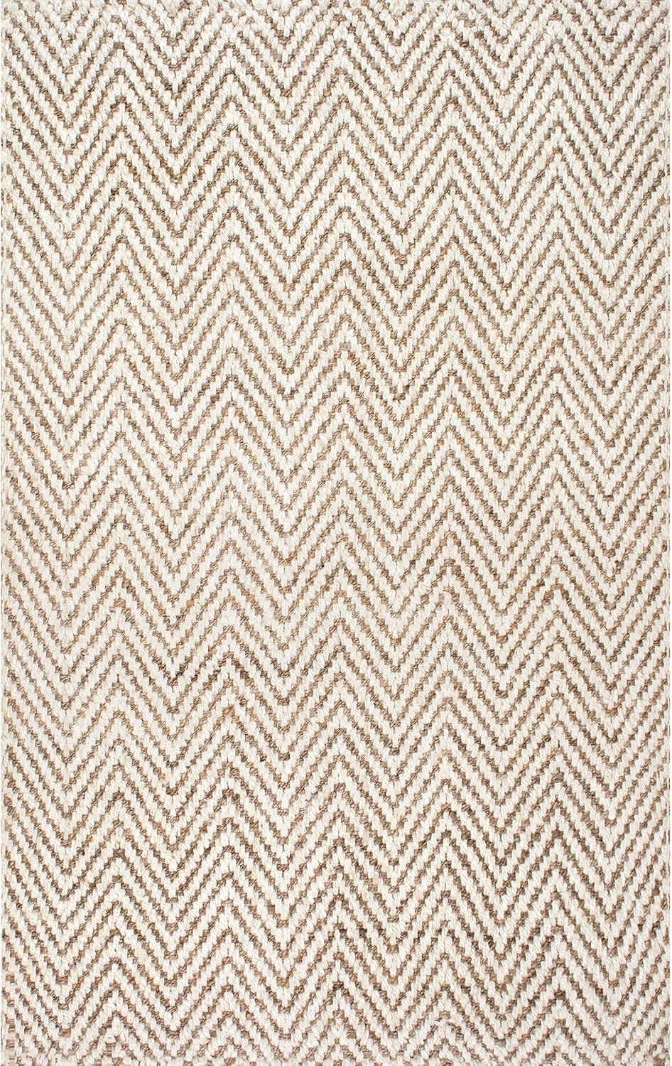 nuLOOM Vania Chevron Jute Area Rug, 5' x 8', Off White