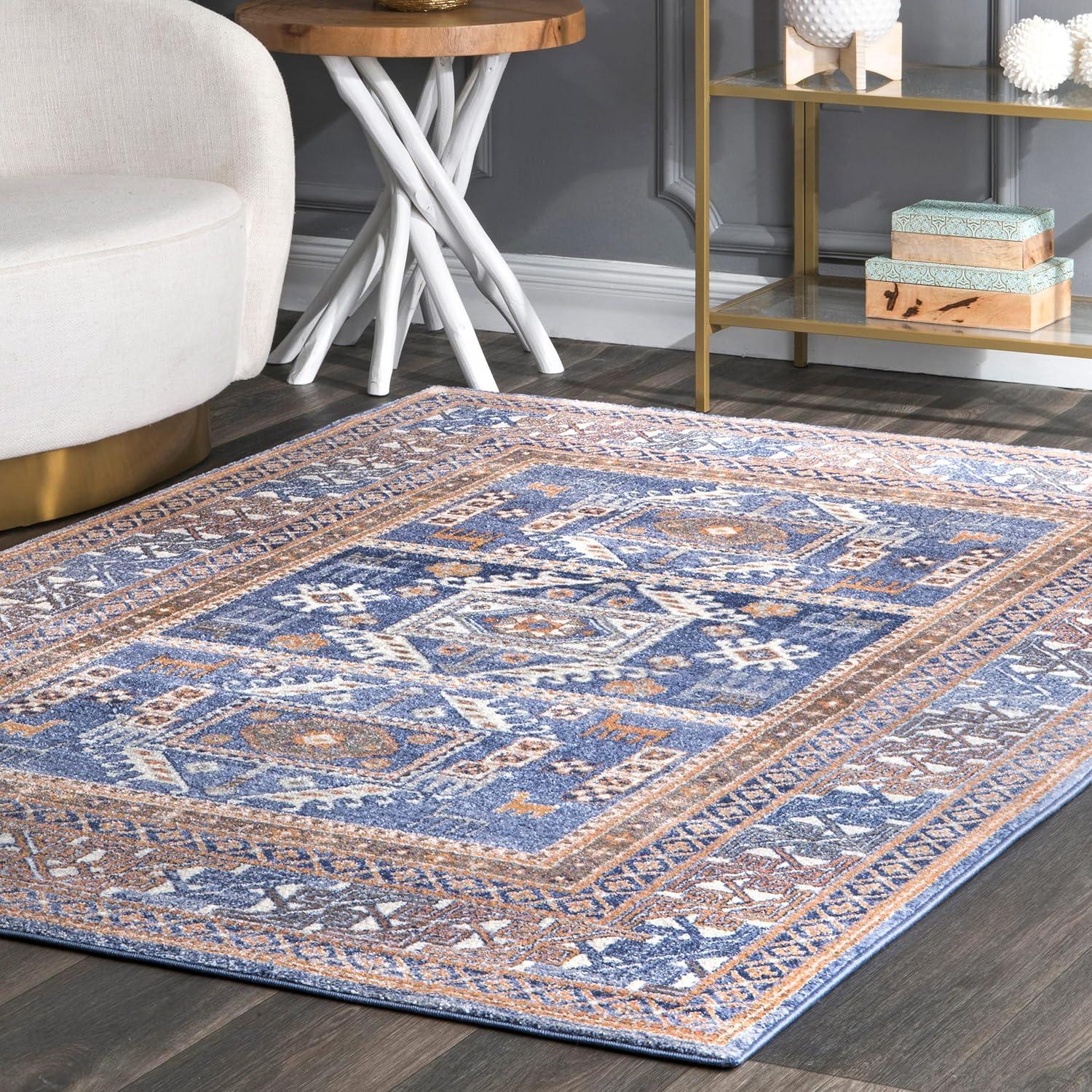 Blue Rectangular Vintage Tribal Area Rug, 12' x 15'