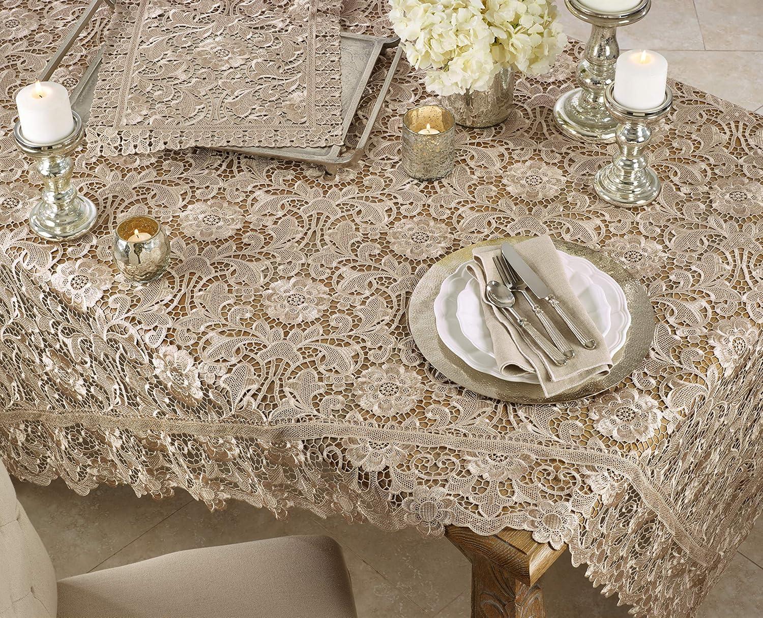 House of Hampton® Mihane Lace Tablecloth With Antique Floral Design