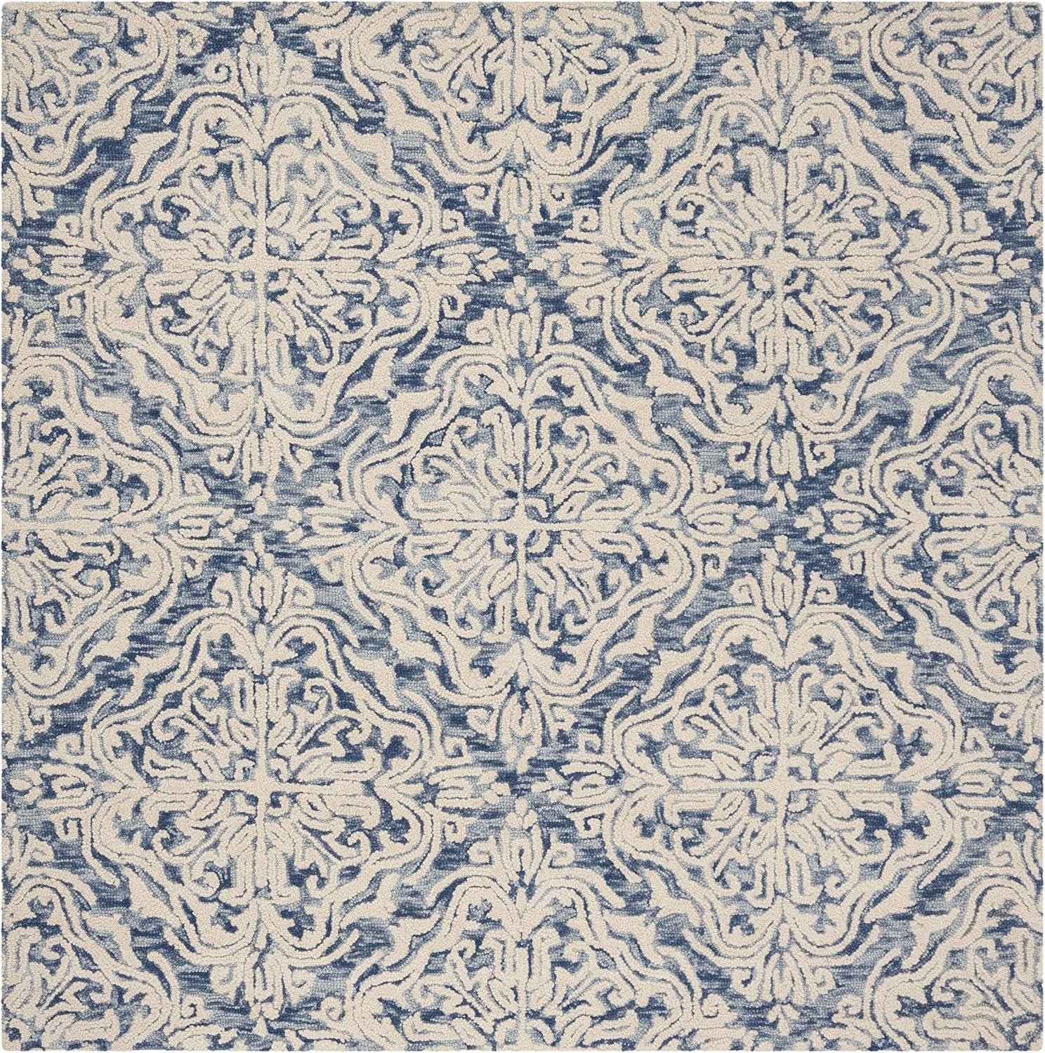 Blossom BLM103 Hand Tufted Area Rug - Blue/Ivory - 4'x4' - Safavieh.