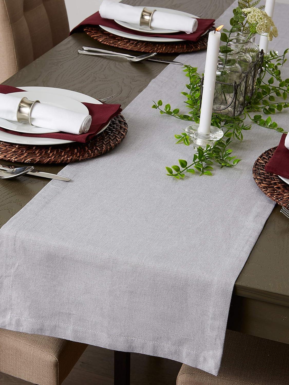 Gray Cotton Chambray Table Runner 14" x 72"