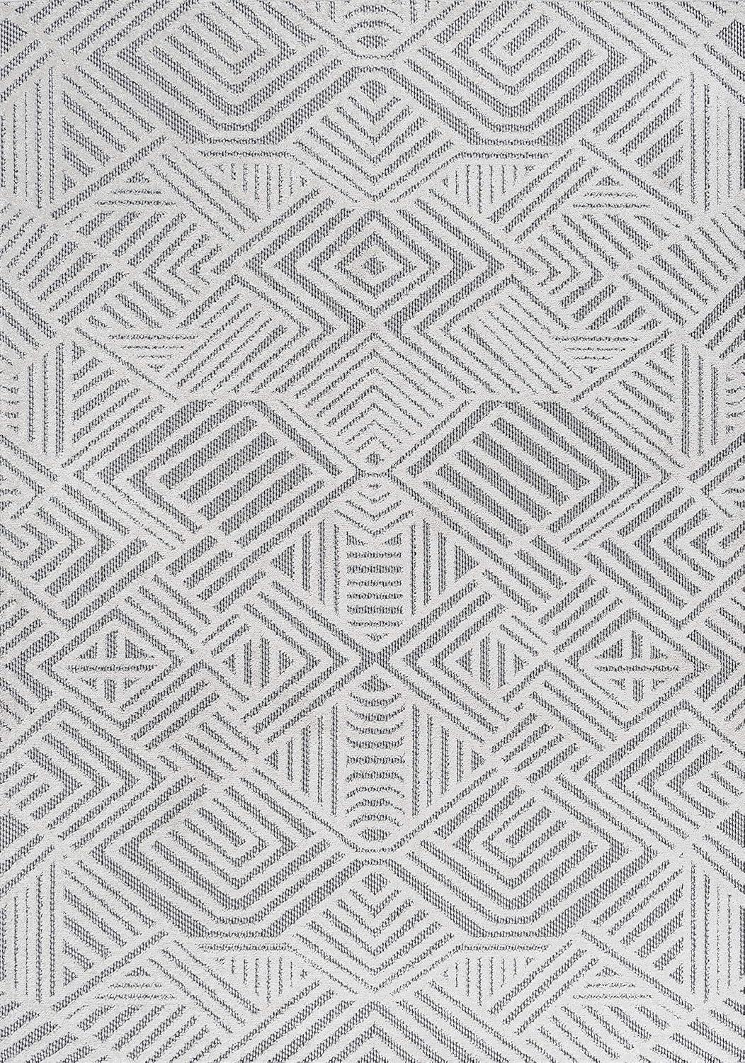 Jordan High-Low Pile Art Deco Geometric Indoor/Outdoor Area Rug  - JONATHAN Y