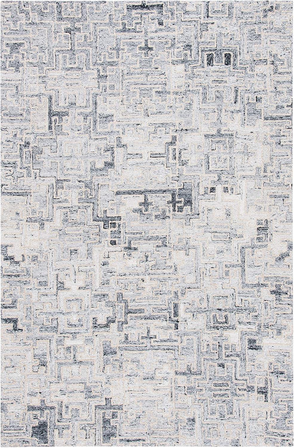 Abstract ABT142 Handmade Indoor Area Rug - Ivory/Black - 4'x6' - Safavieh