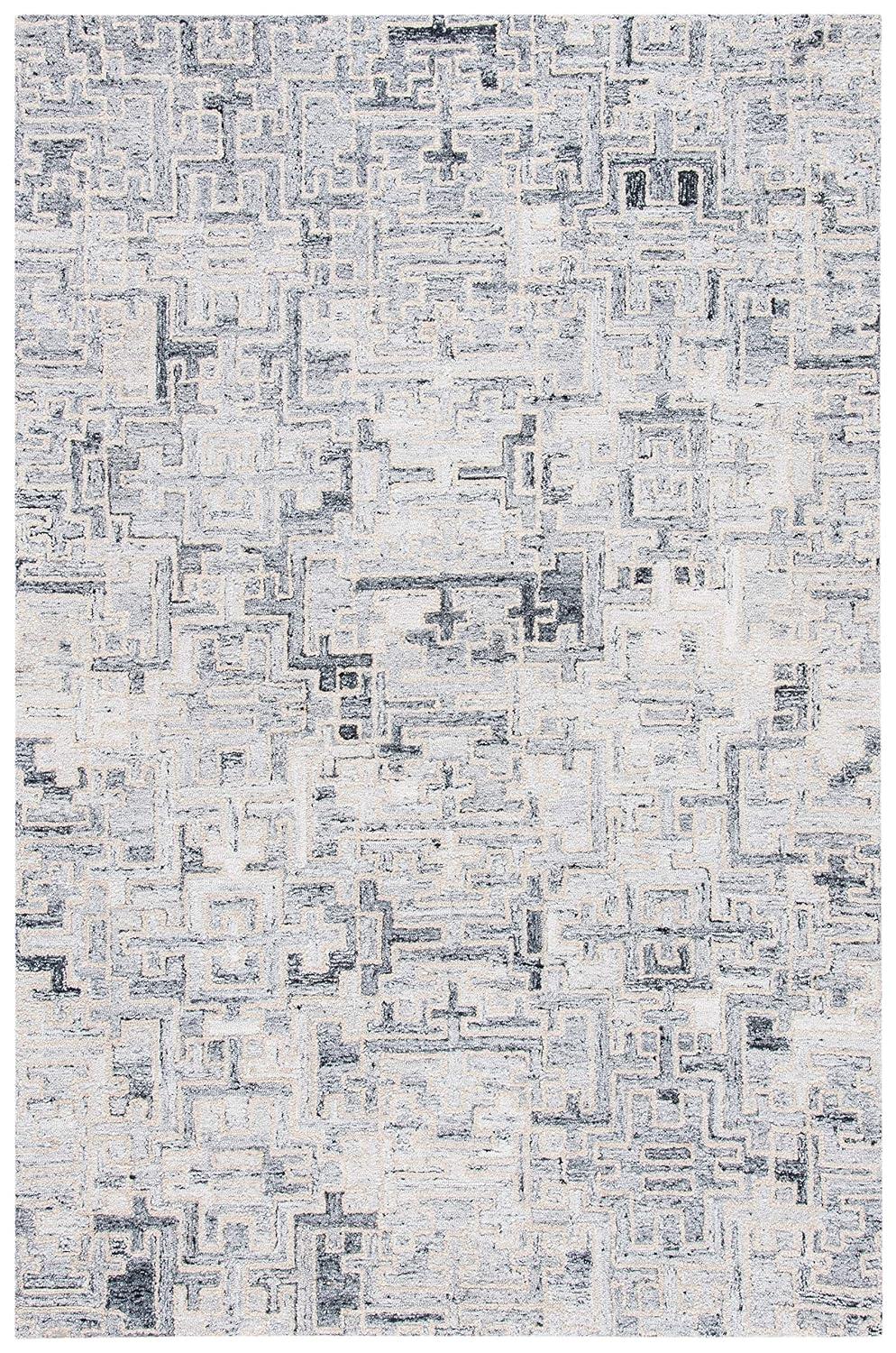 Abstract ABT142 Handmade Indoor Area Rug - Ivory/Black - 4'x6' - Safavieh