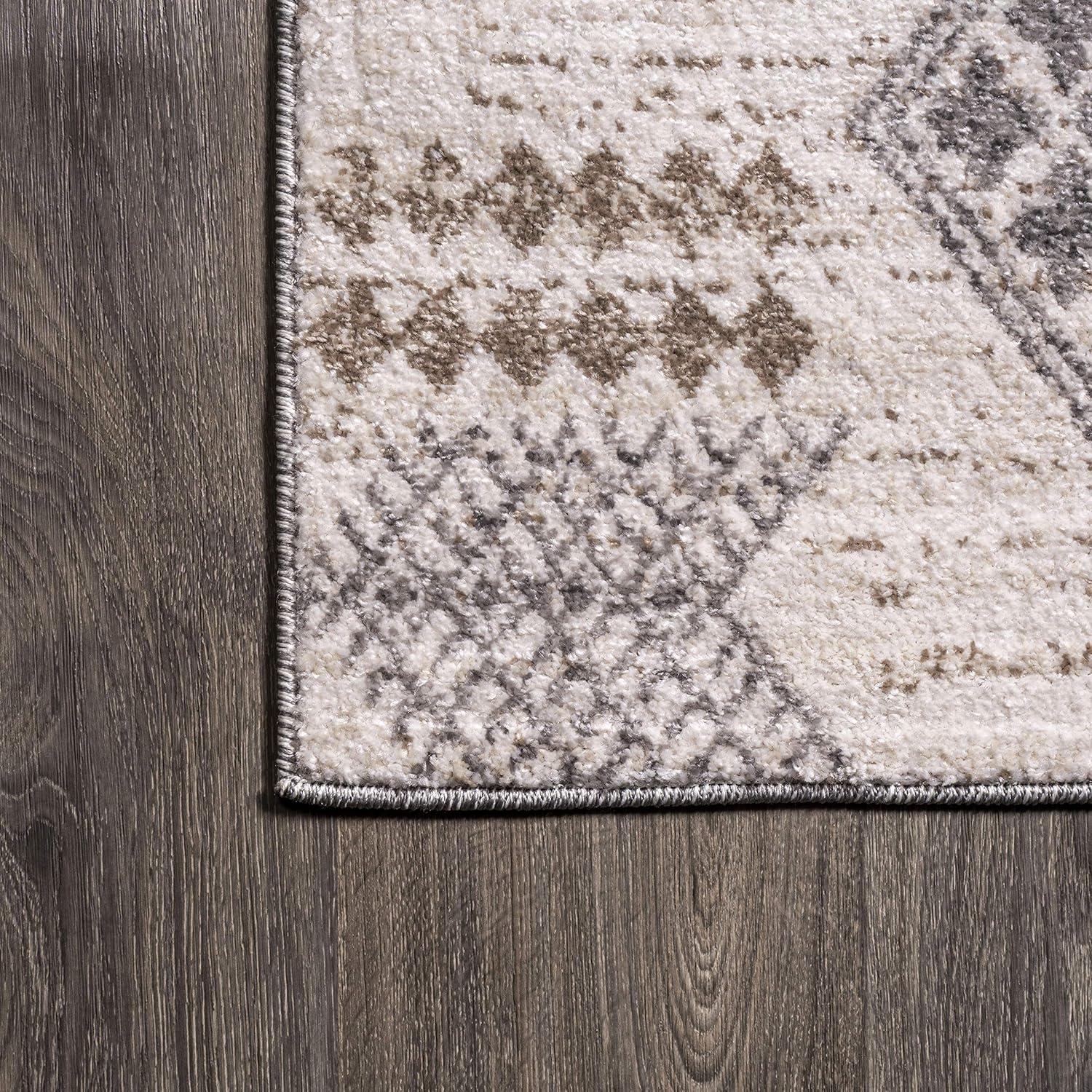8'x10' Bhalil Berber Diamond Geometric Area Rug, Beige/Gray - JONATHAN Y