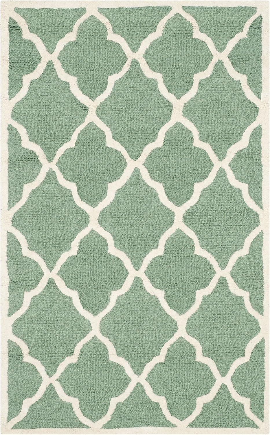 SAFAVIEH Cambridge Merletta Geometric Wool Area Rug, Teal/Ivory, 5' x 8'