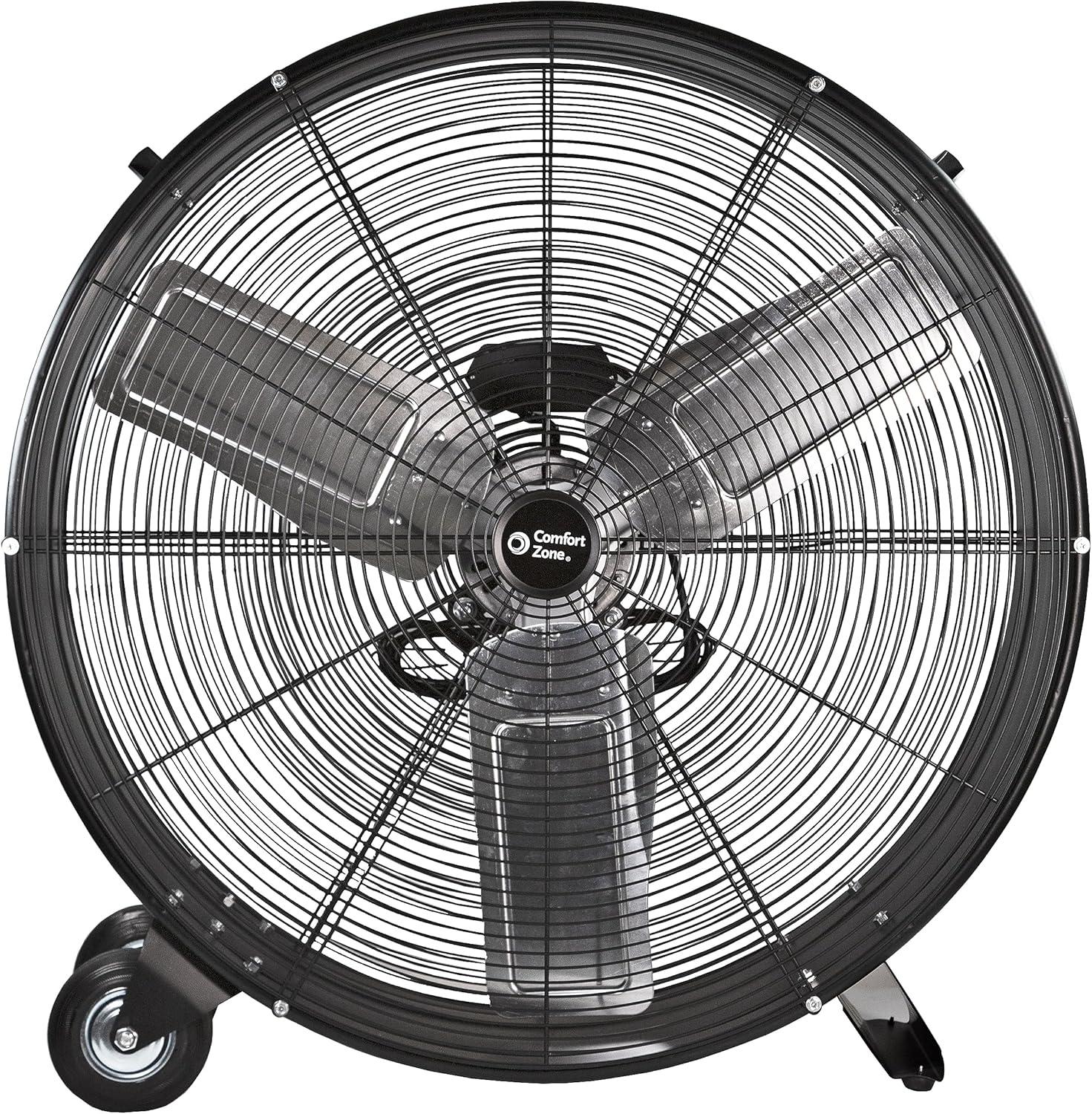 Comfort Zone 30-Inch 2-Speed High-Velocity Floor Fan with All-Metal Construction, Rubber Wheels, and Balanced Blades
