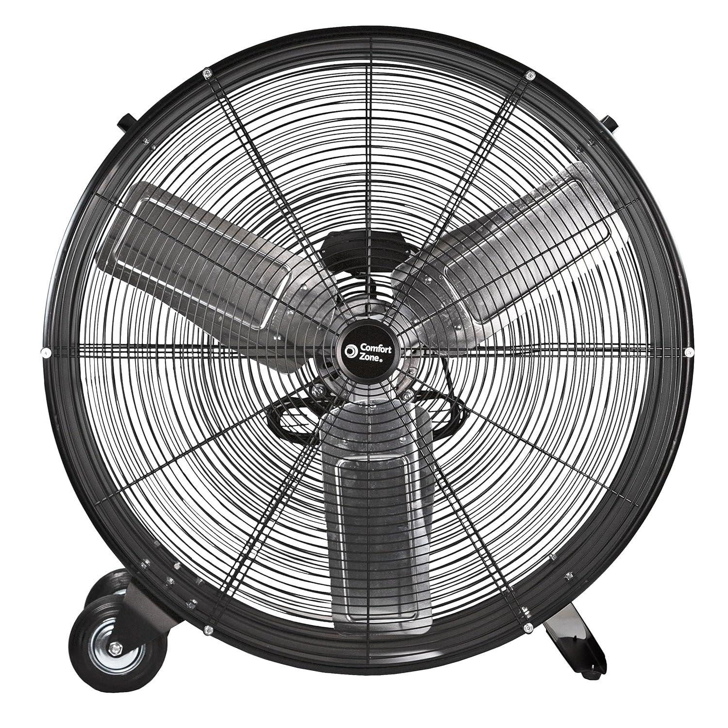 Comfort Zone 30-Inch 2-Speed High-Velocity Floor Fan with All-Metal Construction, Rubber Wheels, and Balanced Blades