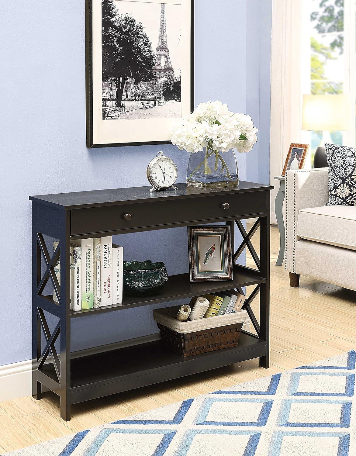 Convenience Concepts Oxford  Console Table with Drawer in Espresso Wood Finish