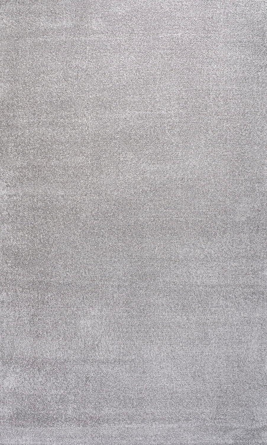 5'x8' Haze Solid Low-Pile Area Rug, Light Gray - JONATHAN Y