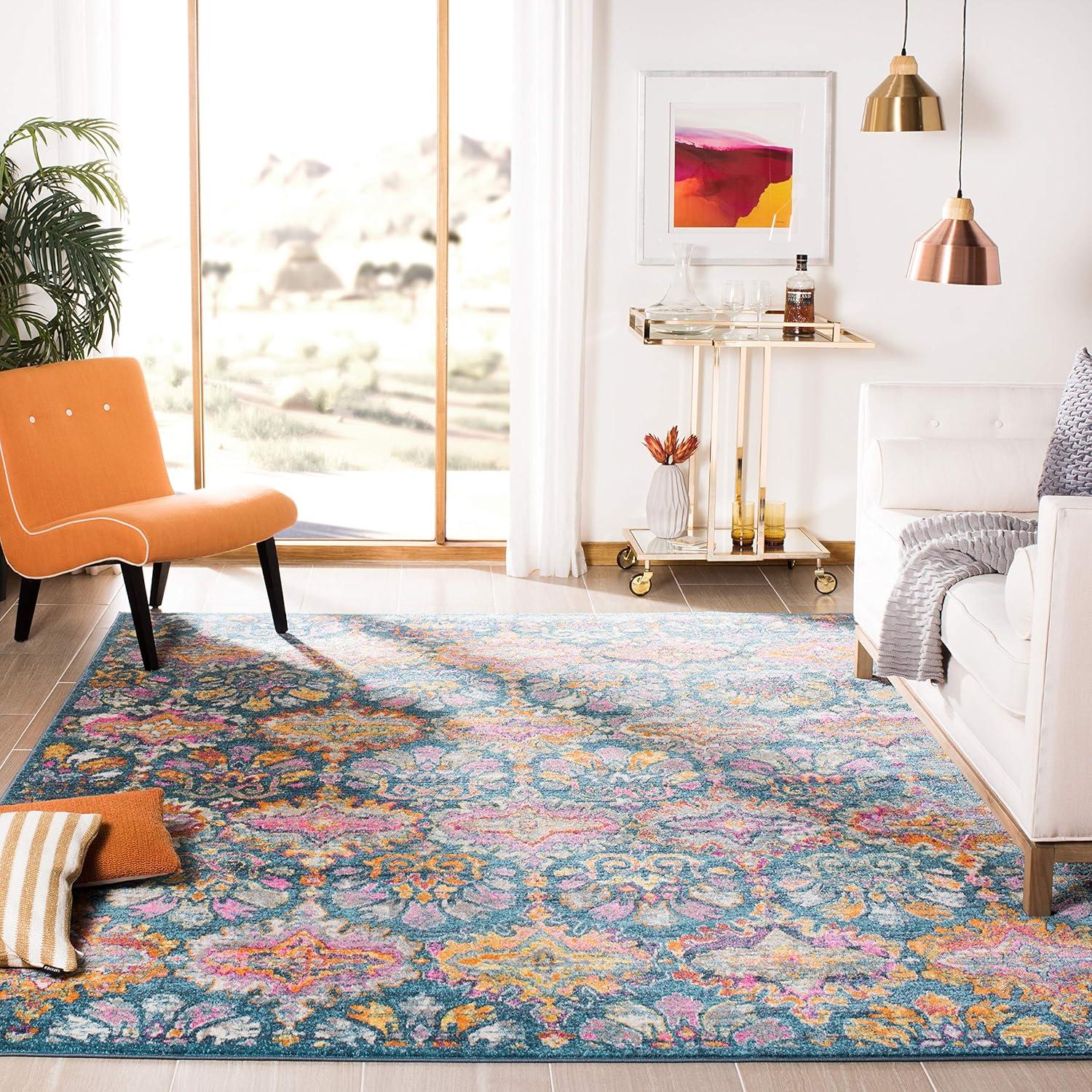 Madison MAD144 Power Loomed Indoor Accent Rug - Blue/Orange - 3'x5' - Safavieh.