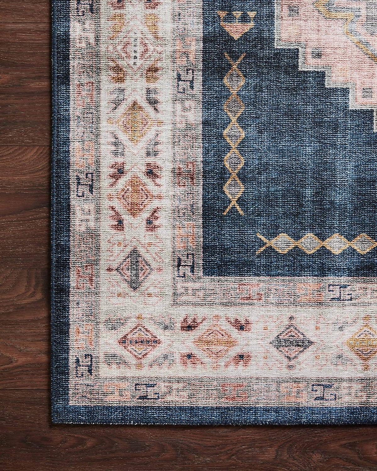 Heidi Denim Blush Medallion 3'6" x 5'6" Stain-Resistant Area Rug