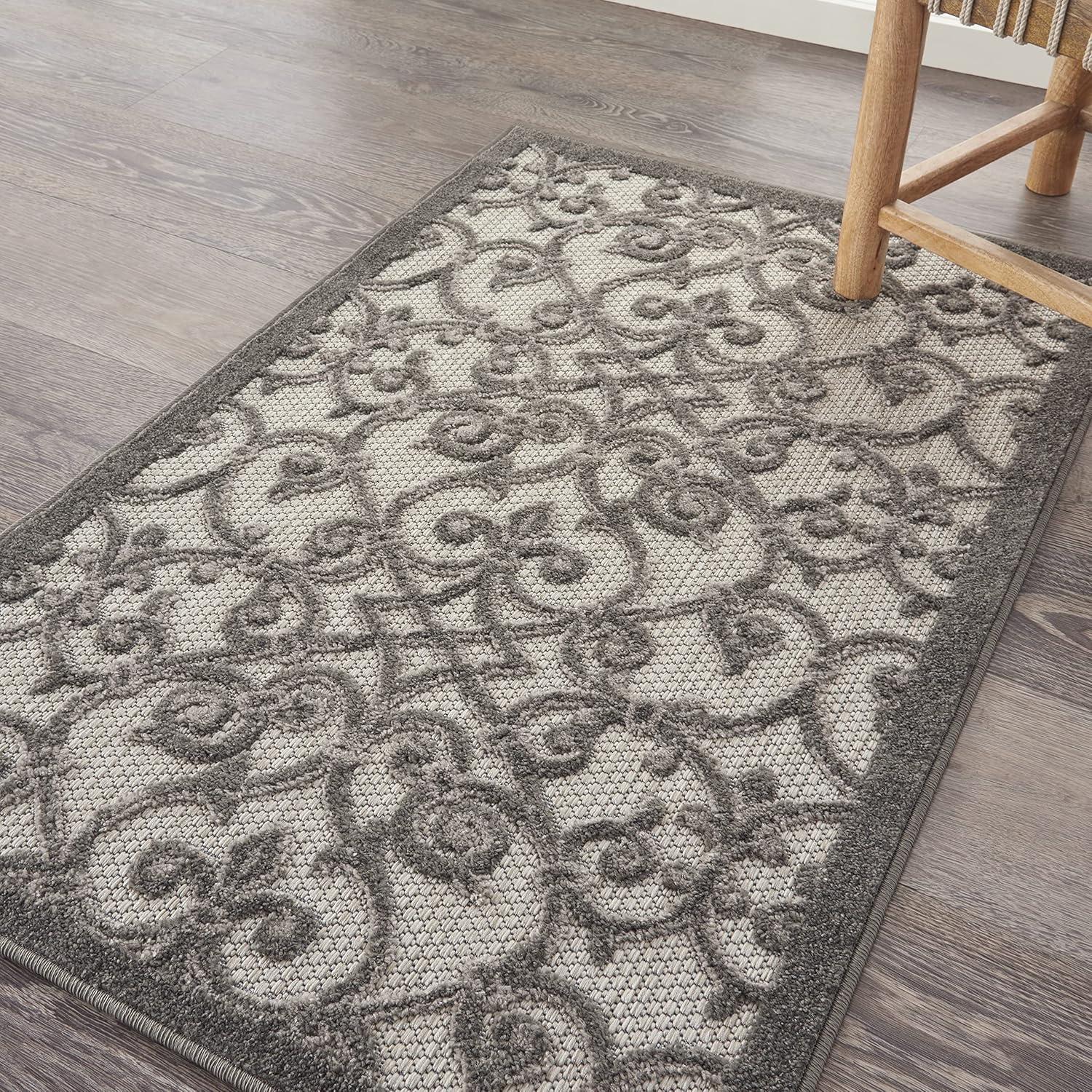 Grey and Charcoal Flat Woven Indoor/Outdoor Rug