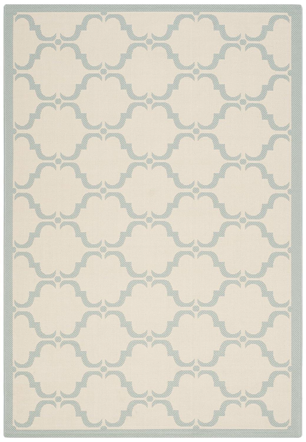 SAFAVIEH Courtyard Estelle Geometric Indoor/Outdoor Area Rug, 5'3" x 7'7", Beige/Aqua
