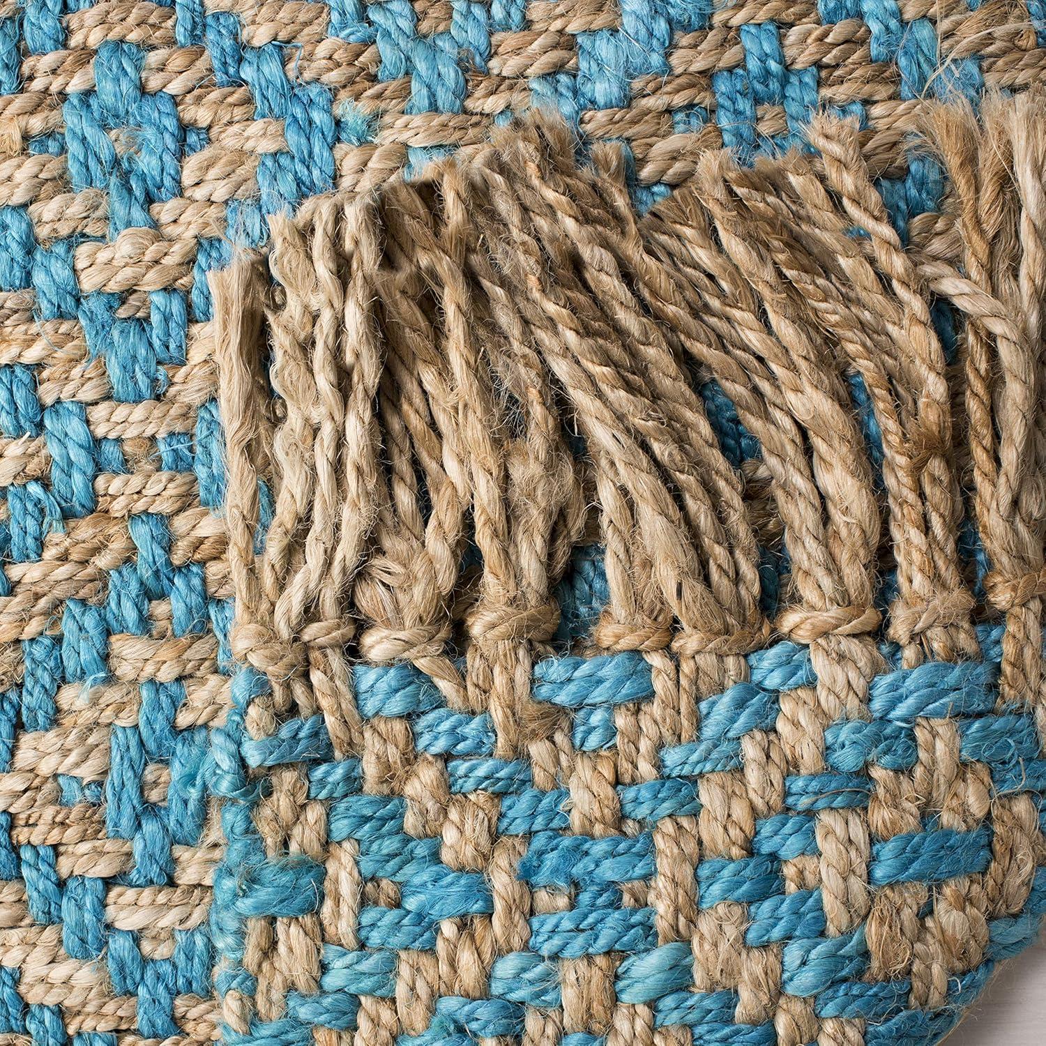 Natural Fiber NF266 Hand Woven Indoor Area Rug - Turquoise/Natural - 5'x8' - Safavieh.