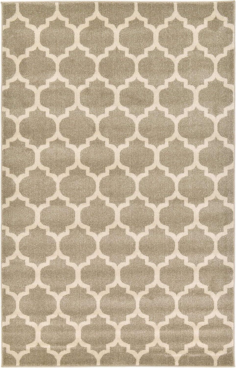 Elegant Trellis Light Brown Indoor Rectangular Rug