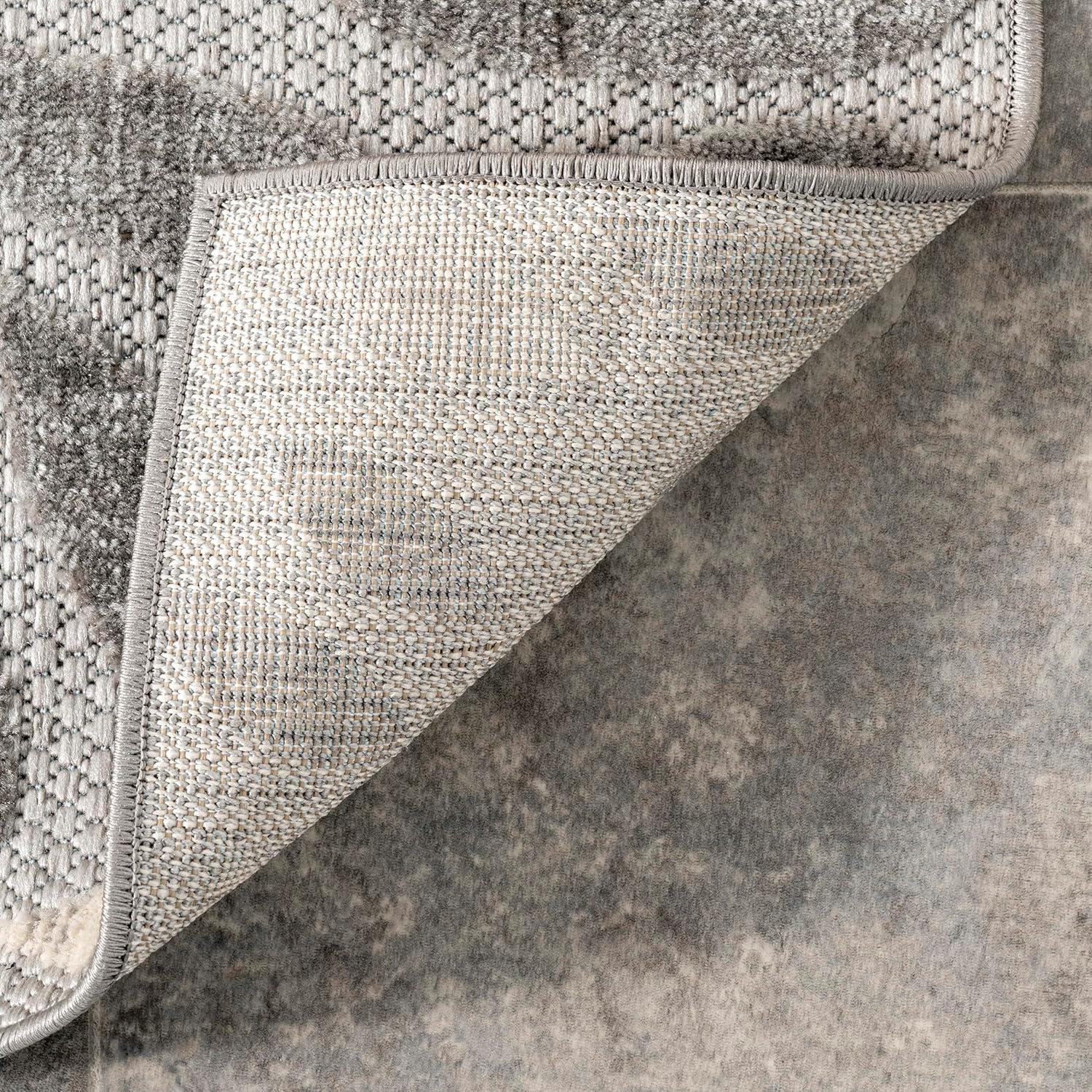 Nuloom Monique Floral & Paisley 5x8 Indoor/Outdoor Area Rug for Living Room Patio Deck Front Porch Kitchen, Light Grey/Ivory