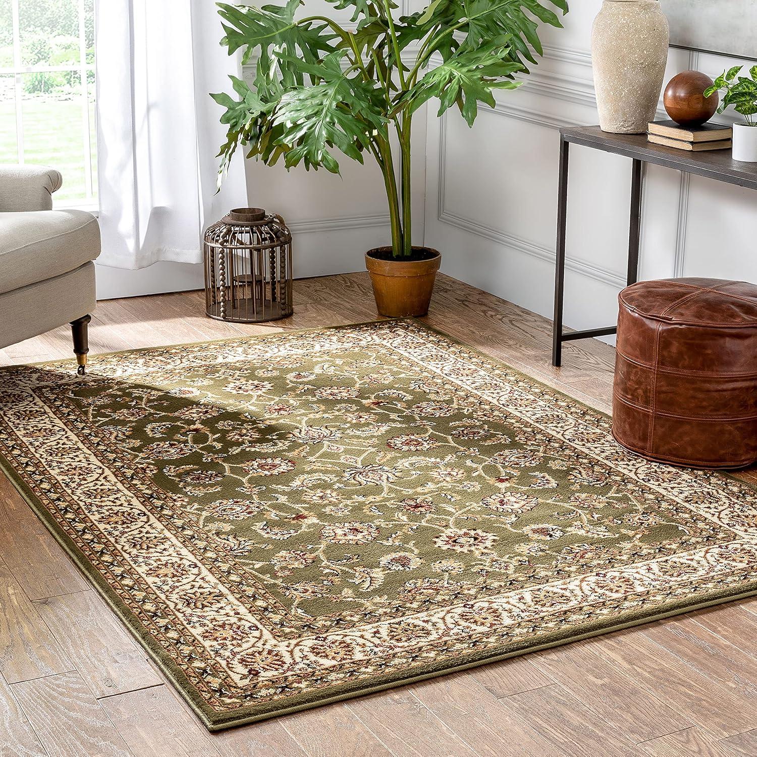 Well Woven Barclay Sarouk Traditional Oriental Panel Green 6'7" x 9'6" Area Rug