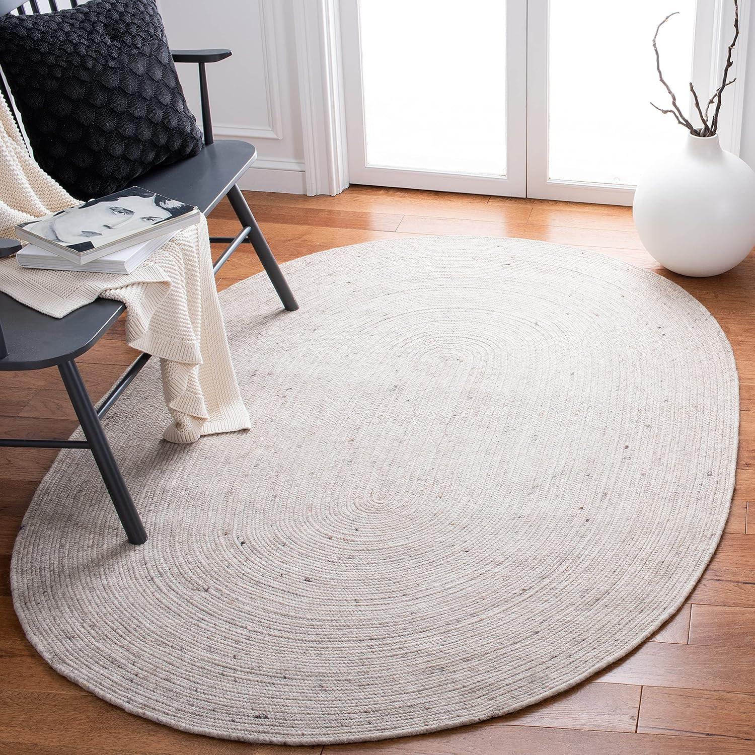 SAFAVIEH Braided Ronan Confetti Solid Area Rug, Beige, 5' x 7' Oval