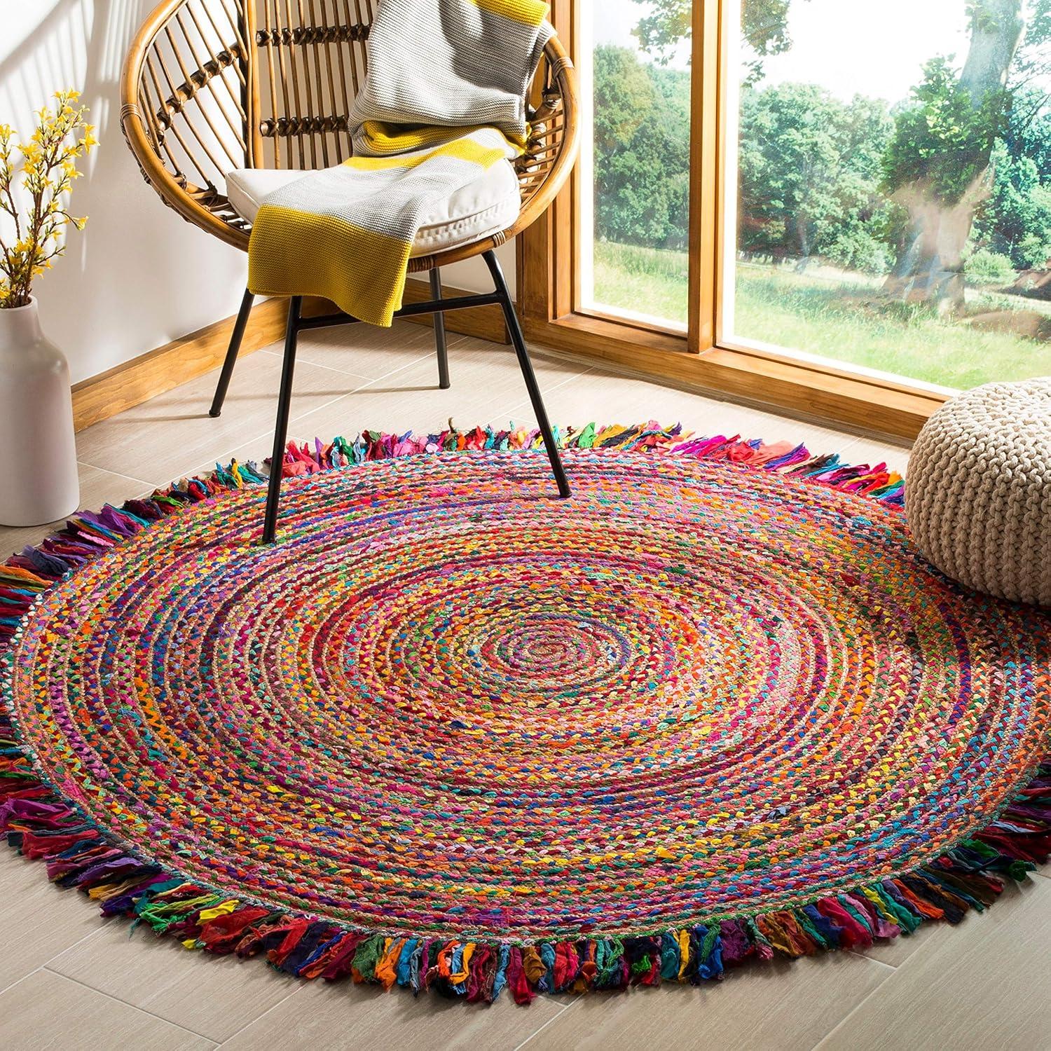 Cape Cod CAP206 Hand Woven Area Rug - Ivory/Denim - 7' round - Safavieh.