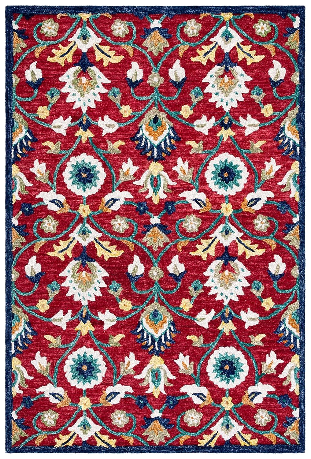 Blossom BLM562 Hand Tufted Area Rug - Red/Ivory - 8'x10' - Safavieh.