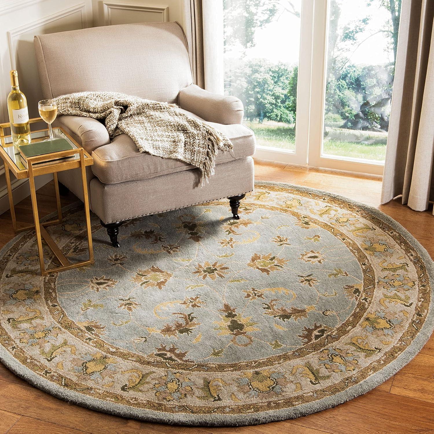 Heritage HG913 Hand Tufted Area Rug - Light Blue/Beige - 4'6"x6'6" Oval - Safavieh.
