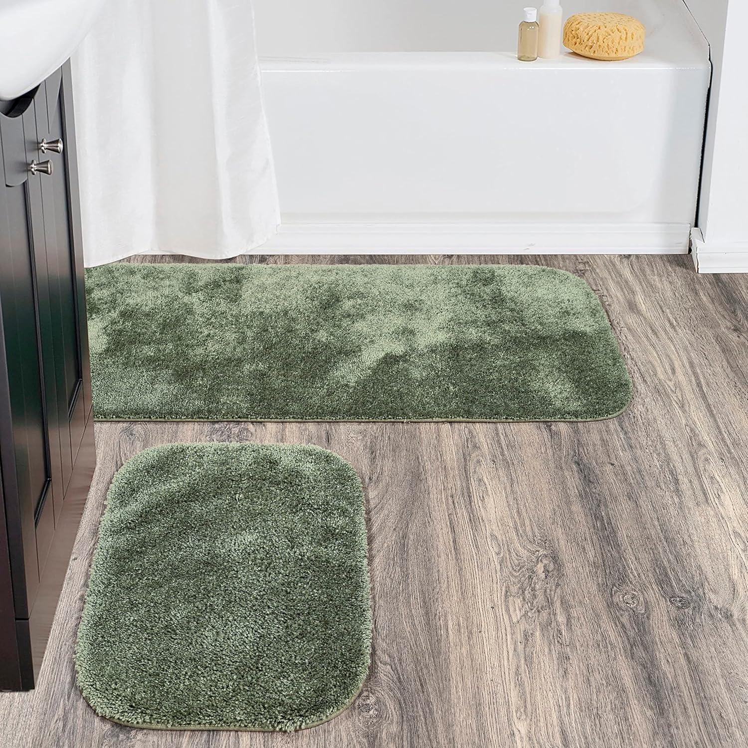2pc Traditional Nylon Washable Bathroom Rug Set Deep Fern - Garland Rug: Latex Backed, Tufted, Machine Made Bath Mats Set