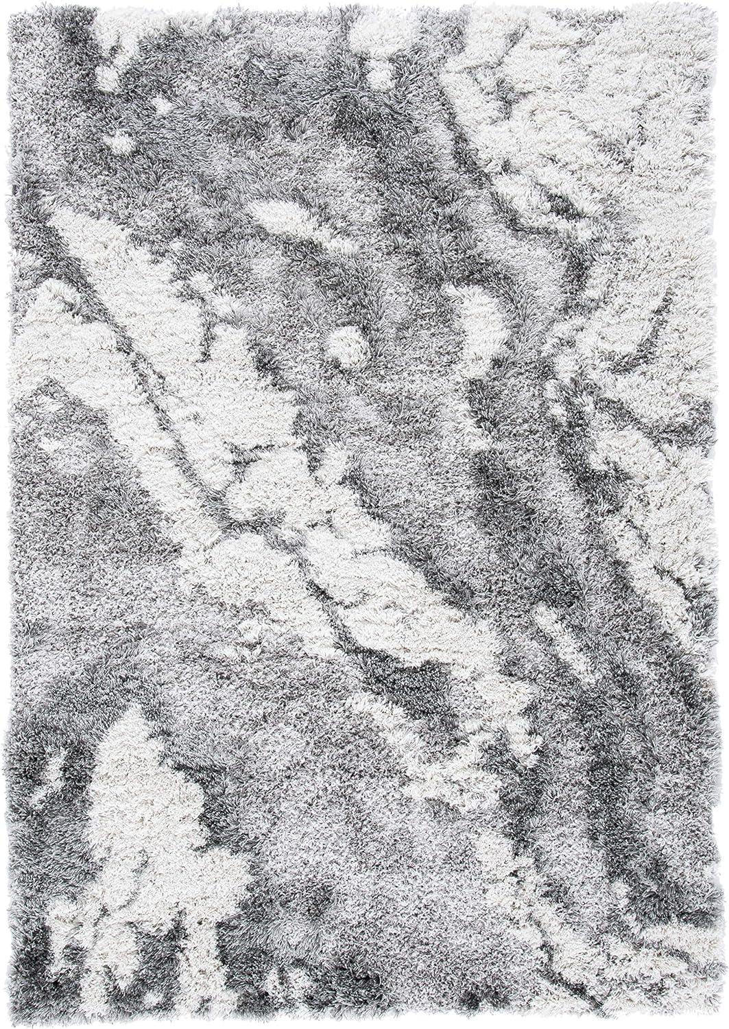 Horizon Shag 800 HZN890 Machine Made Area Rug - 4'x6' - Grey/Ivory - Safavieh
