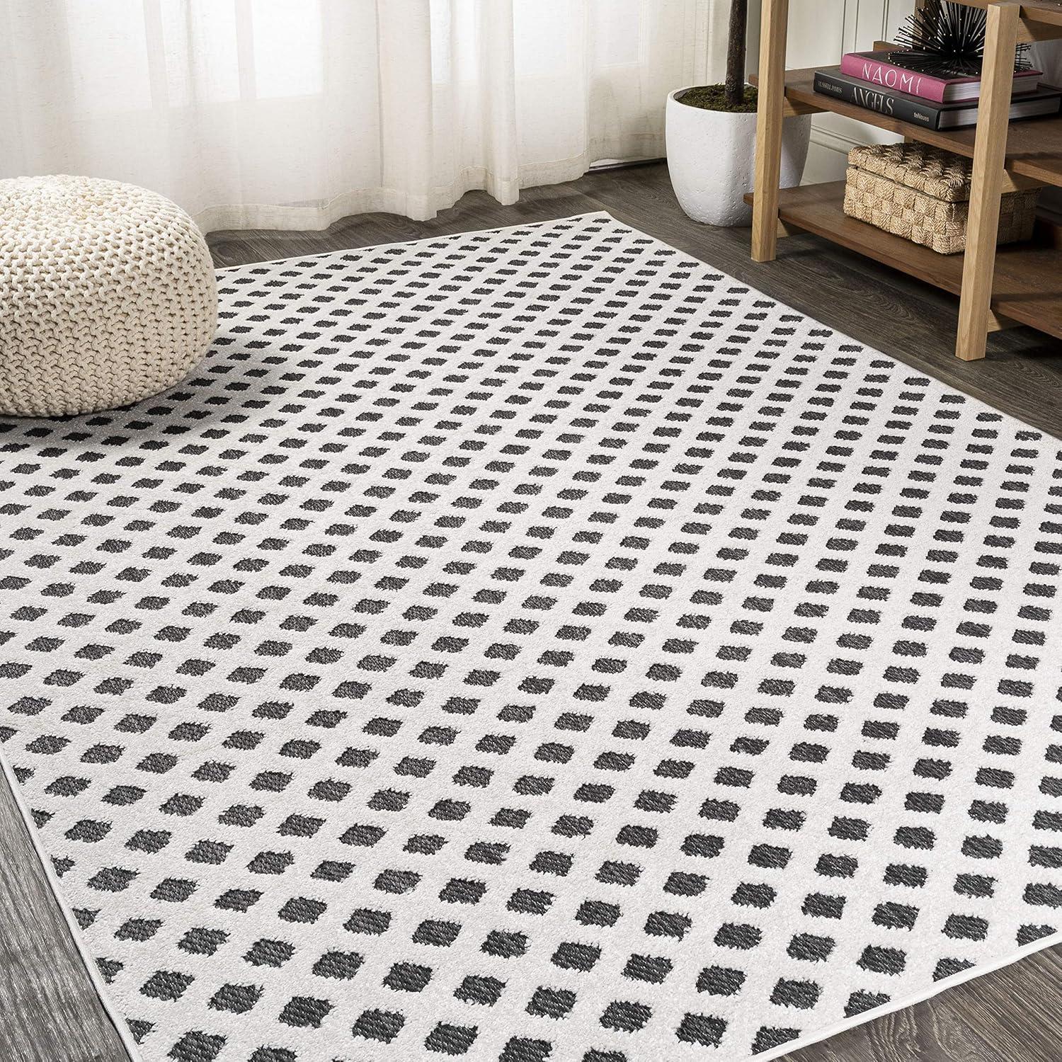 Rabat High-Low Pile Mini-Diamond Trellis Indoor/Outdoor Area Rug - JONATHAN Y