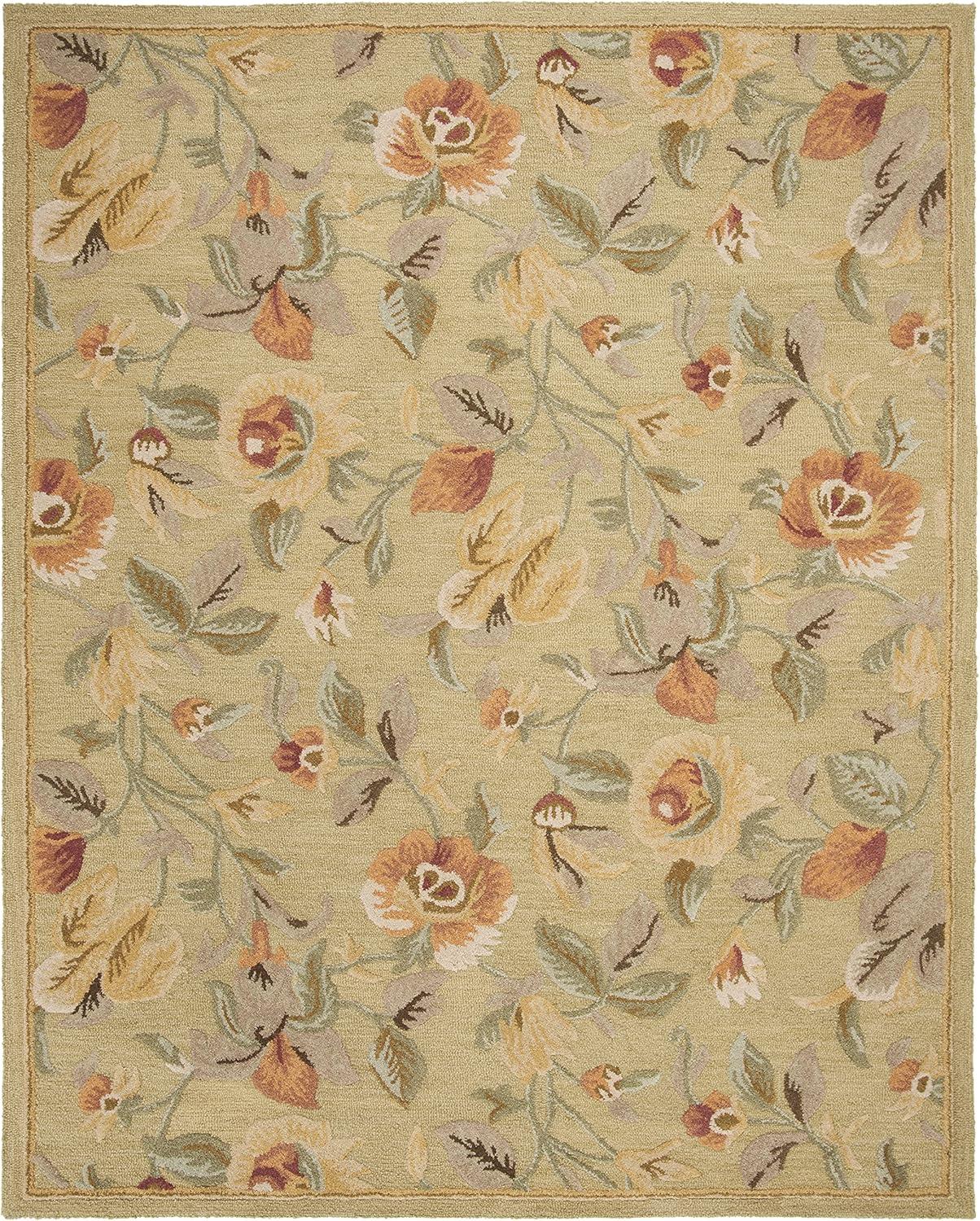 Handmade Floral Garden Wool & Cotton 8' x 10' Area Rug