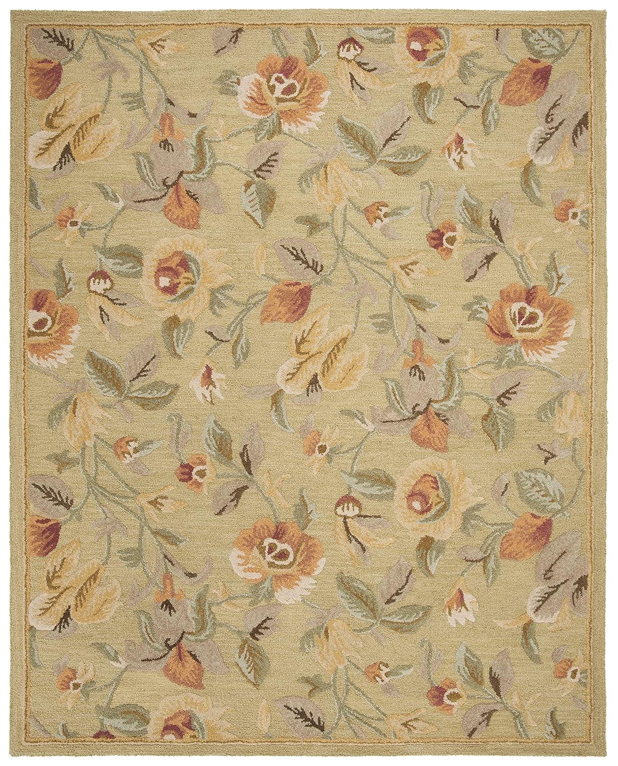 Blossom BLM785 Hand Hooked Area Rug - Green/Multi - 8'x10' - Safavieh.