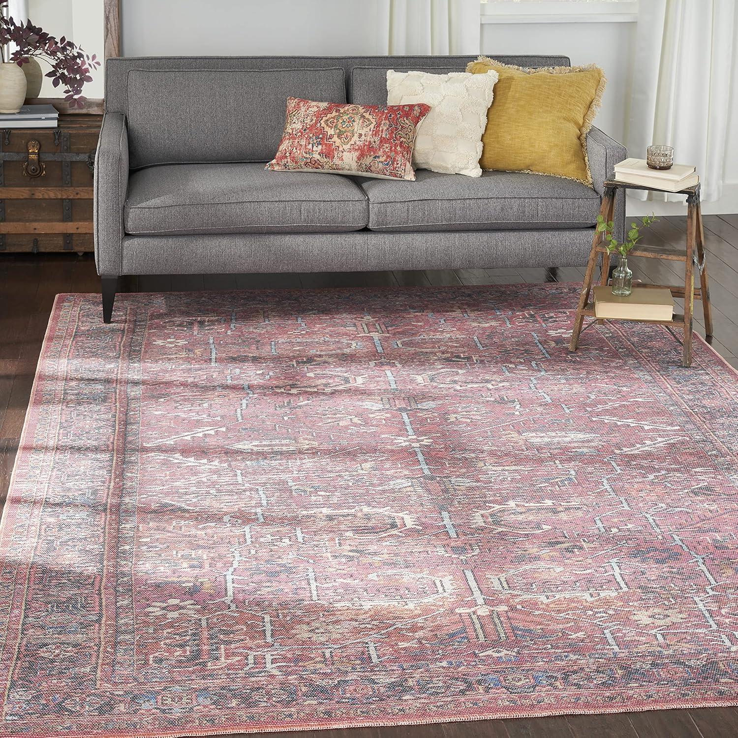 Bungalow Rose Machine Washable Oriental Red Area Rug