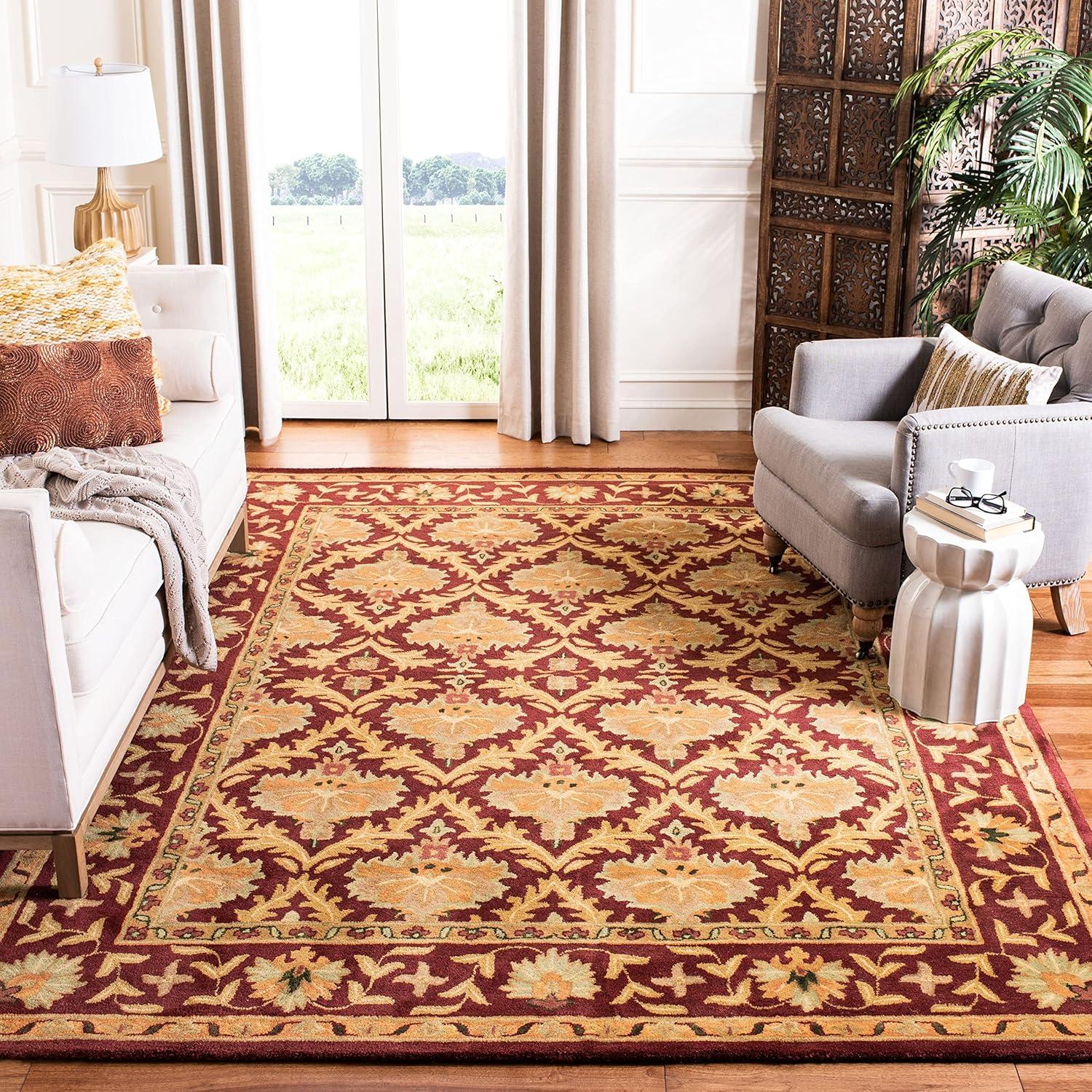 SAFAVIEH Antiquity Diarmait Traditional Floral Wool Area Rug, Sage/Gold, 3' x 5'