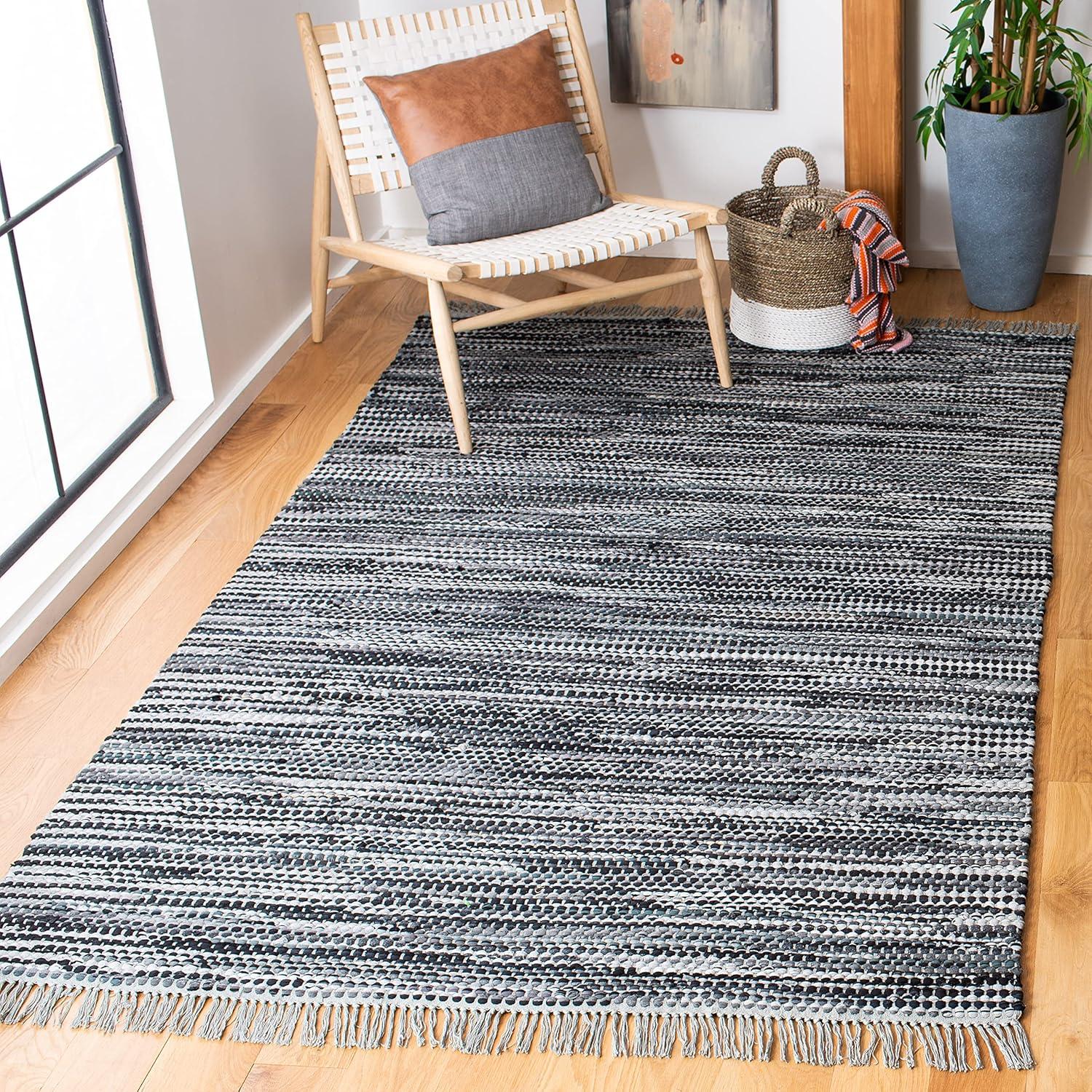 Montauk MTK251 Hand Woven, Flat Weave Indoor Area Rug - Grey/Black - 5'x8' - Safavieh