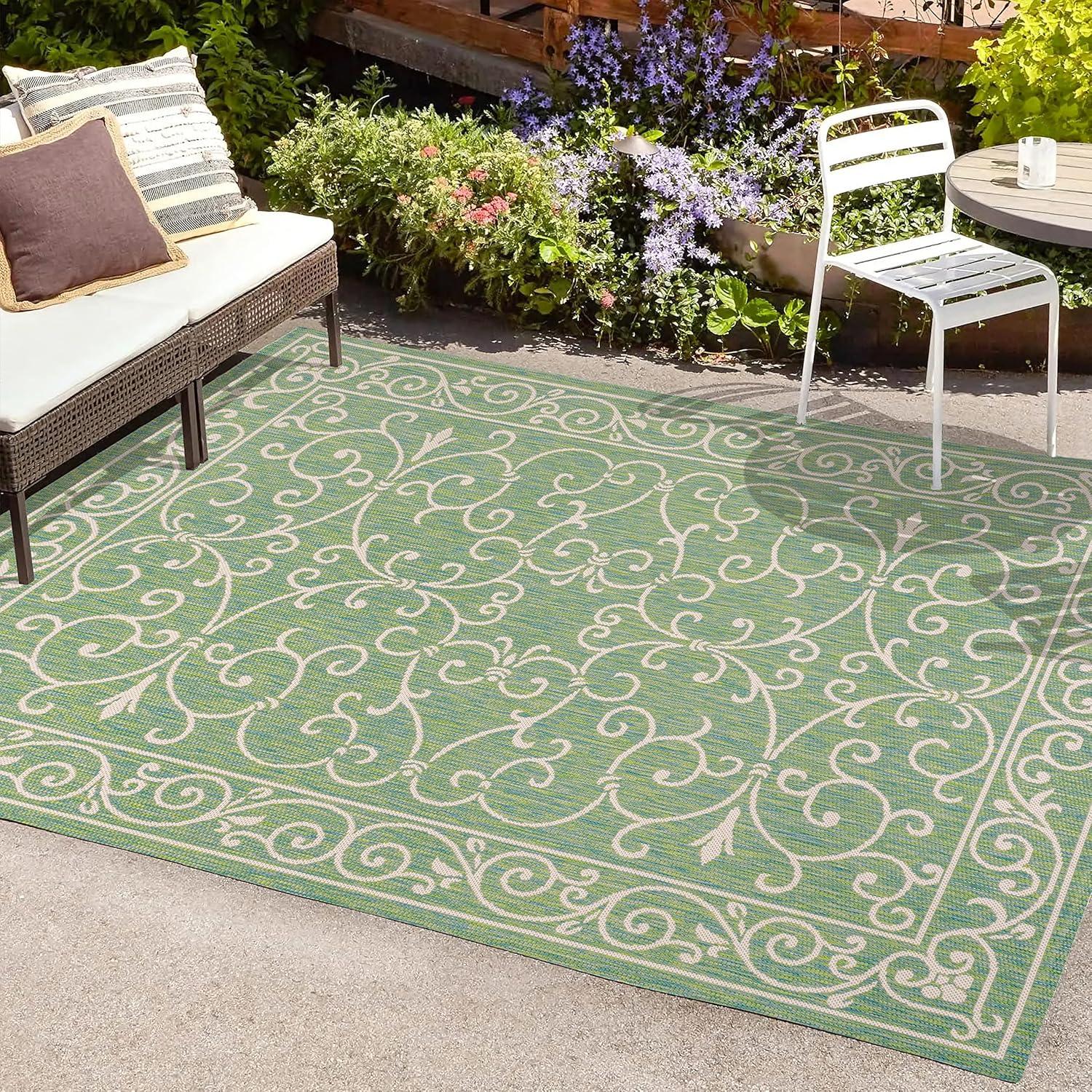 Charleston Vintage Filigree Textured Weave Indoor/Outdoor Area Rug  - JONATHAN Y