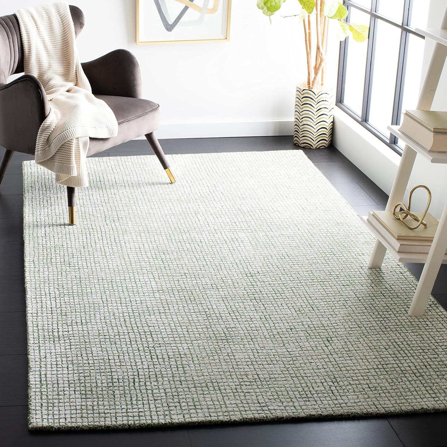 SAFAVIEH Abstract Dalia Geometric Abstract Area Rug, Ivory/Green, 6' x 6' Square