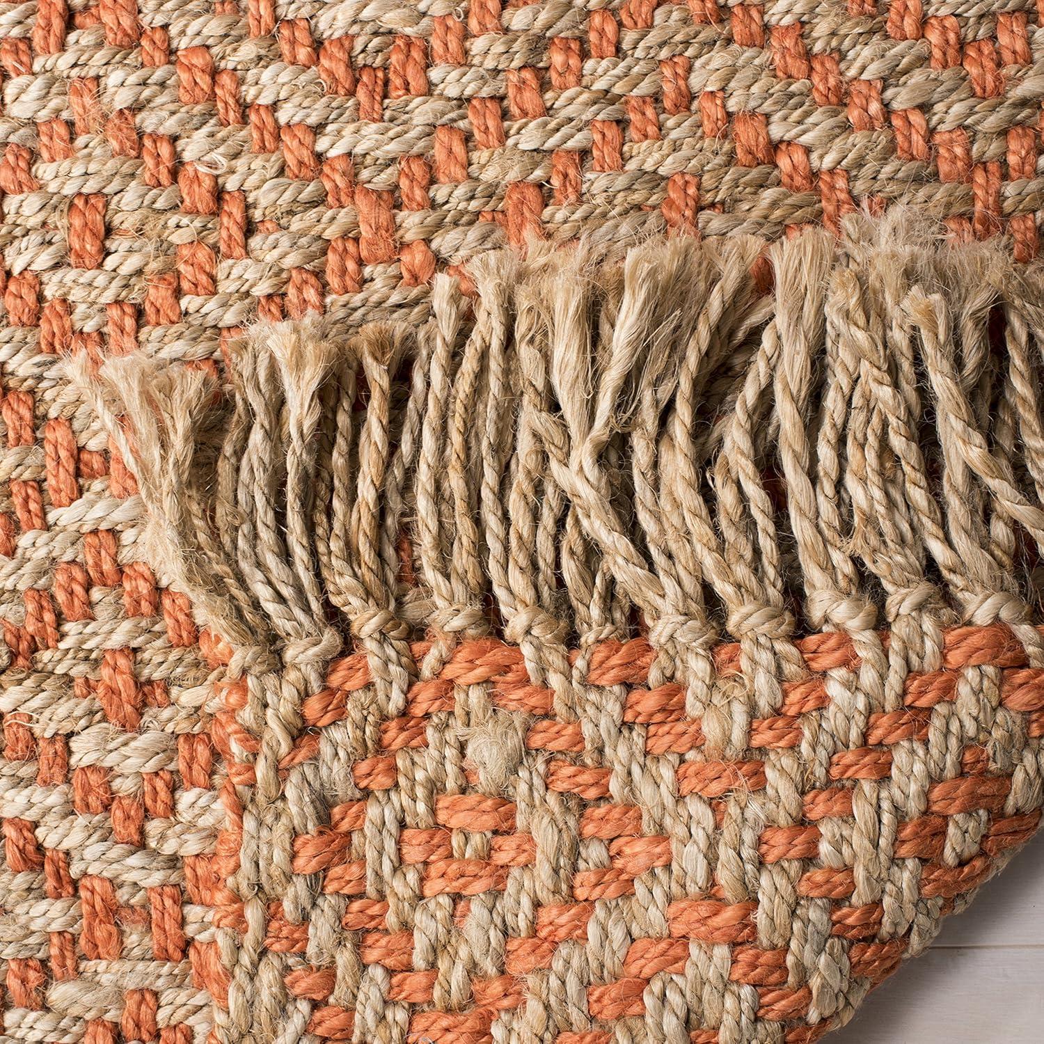 Natural Fiber NF266 Hand Woven Indoor Area Rug - Orange/Natural - 4'x6' - Safavieh.