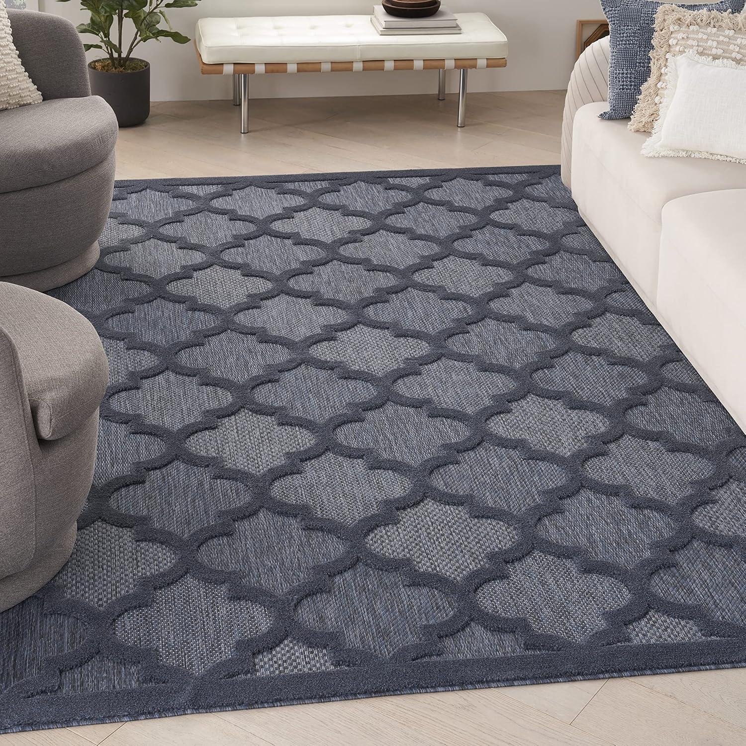 Nourison Easy Care 7' x 10' Navy Blue Indoor/Outdoor Rug