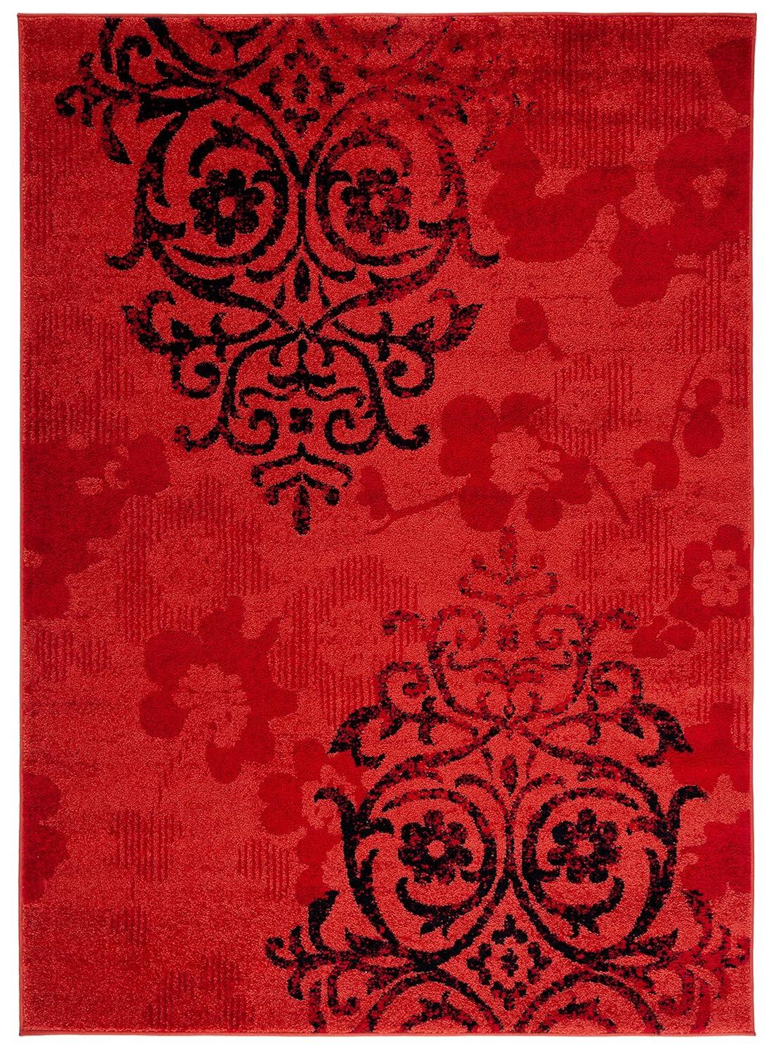SAFAVIEH Adirondack Hortense Floral Area Rug, Red/Black, 4'5" x 6'5"
