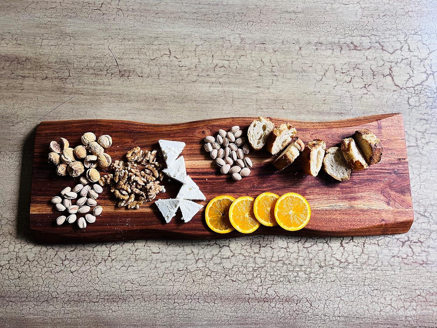 Mountain Woods Brown Hand Crafted LIVE EDGE Acacia Cutting Board/Serving Tray - 27" (﻿Maximum 5 Per Order Please.)