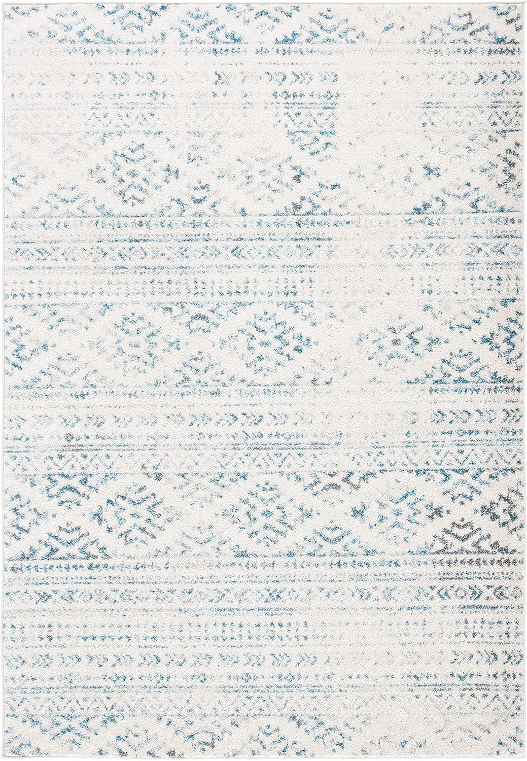 Tulum TUL272 Power Loomed Indoor Area Rug - Ivory/Turquoise - 5'3"x7'6" - Safavieh