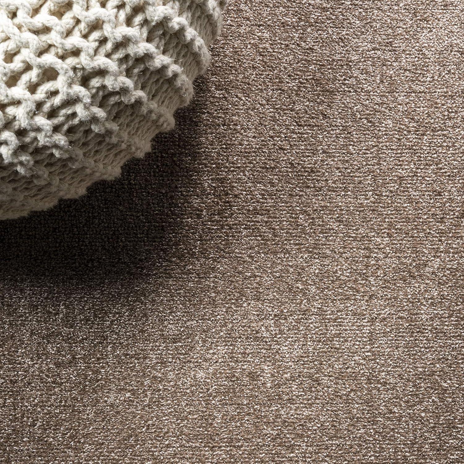 5'x8' Haze Solid Low-Pile Area Rug, Brown - JONATHAN Y