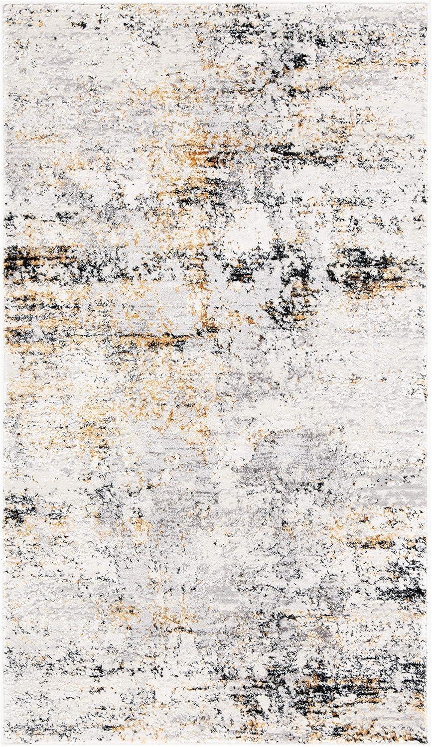 Abstract Amalfi Bliss Rectangular Rug in Creme & Gold - 3x5 Feet