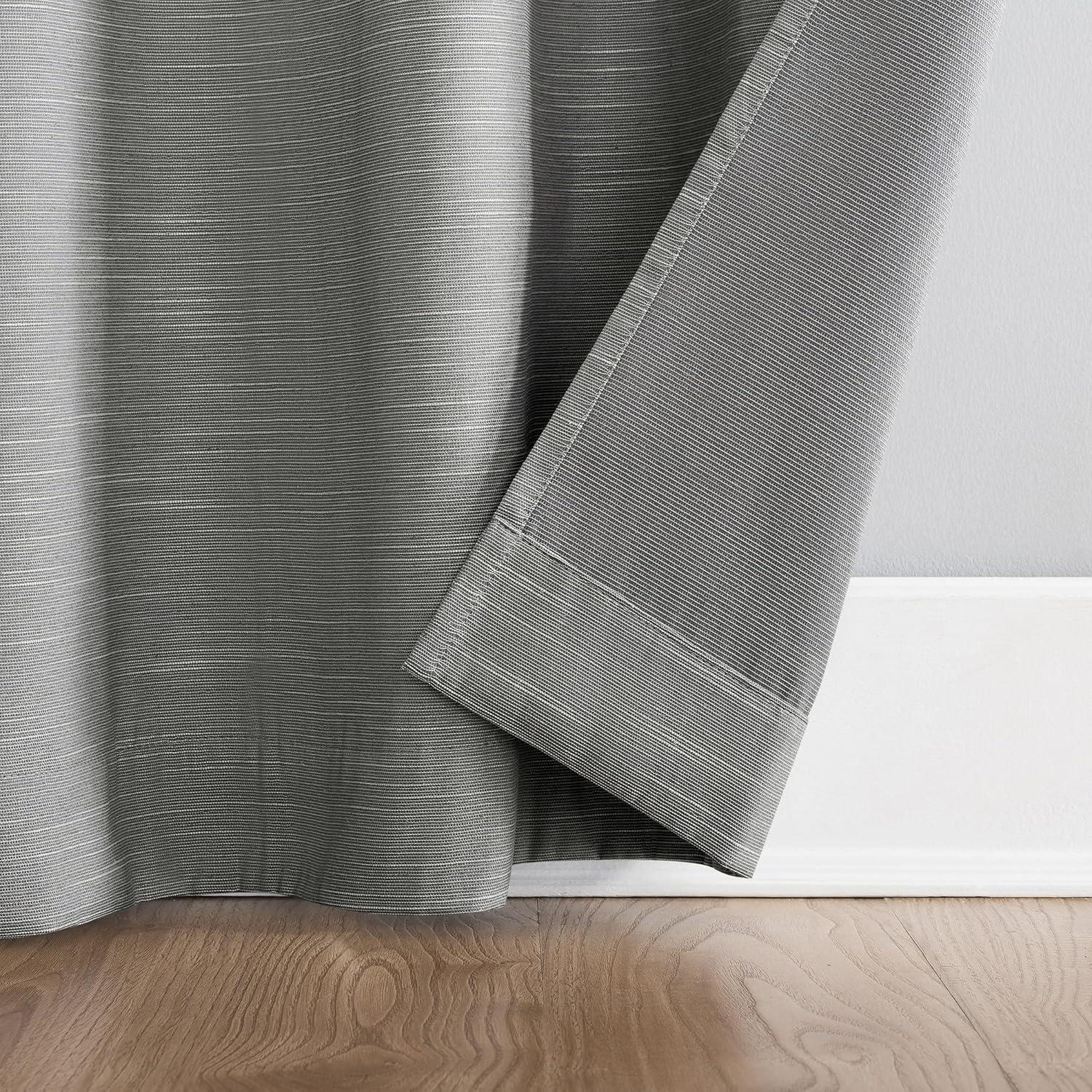 50"x96" Archaeo Total Blackout Textured Linen Blend Grommet Top Curtain Panel Gray: Modern Noise Reduction, Thermal Insulated