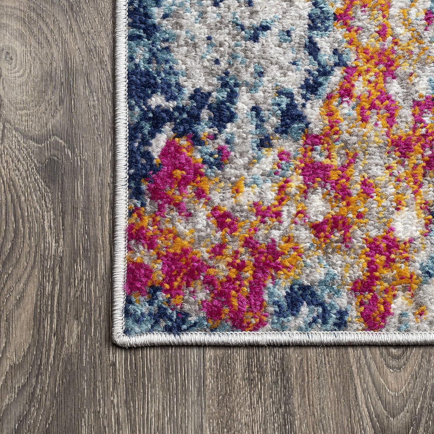 3'x5' Sunset Modern Abstract Area Rug, Blue/Multi - JONATHAN Y