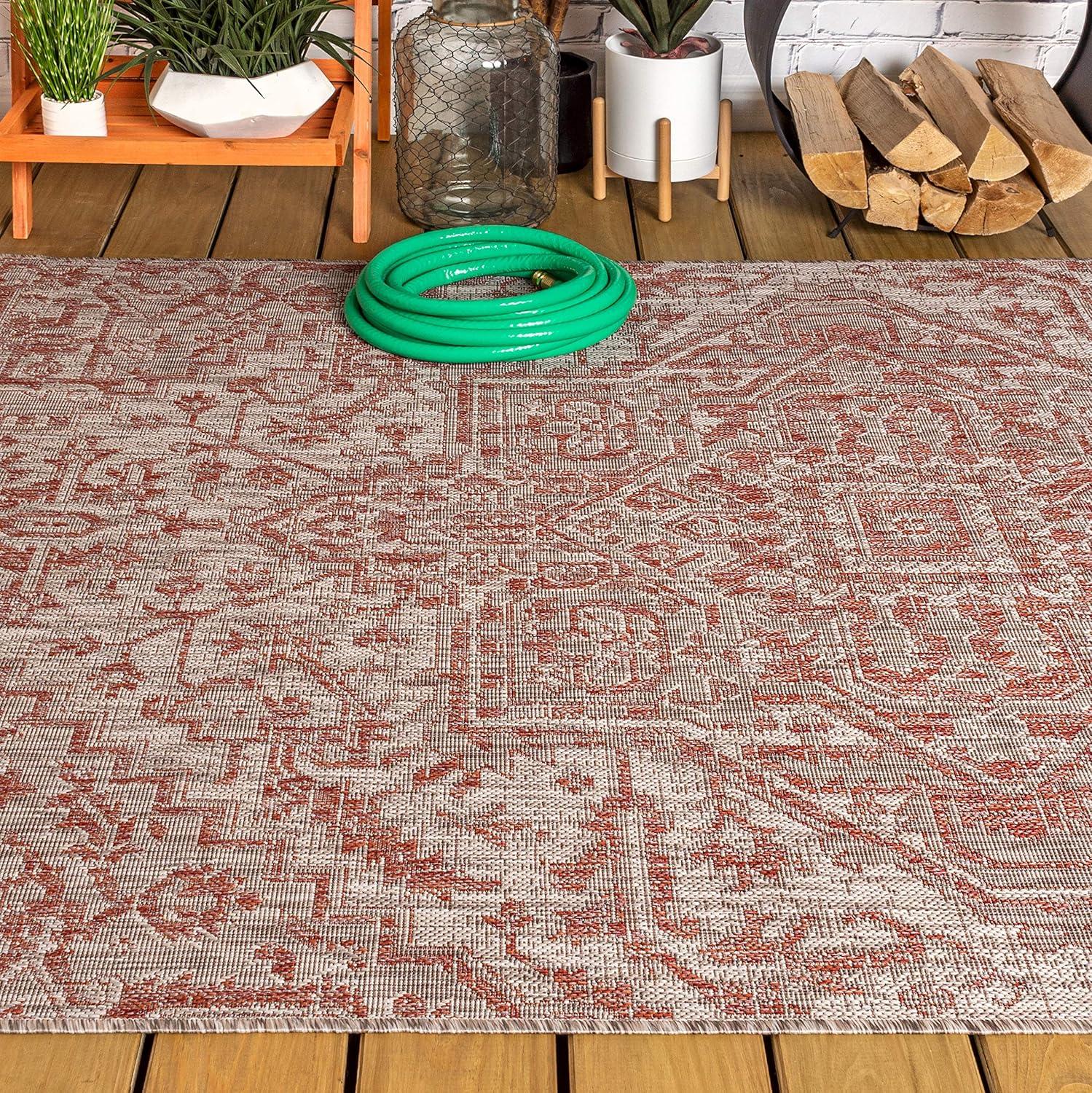 Estrella Bohemian Inspired Medallion Textured Weave Indoor/Outdoor Area Rug - JONATHAN Y