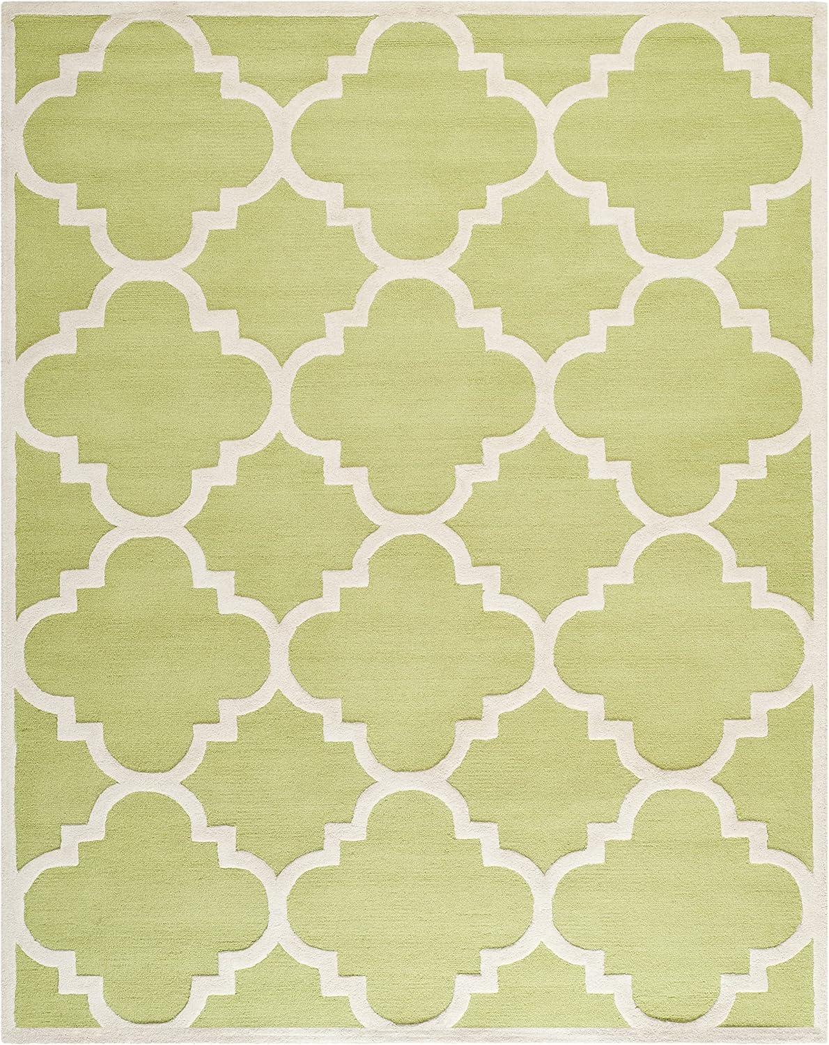 SAFAVIEH Cambridge Justine Geometric Quatrefoil Wool Area Rug, Green/Ivory, 8' x 10'