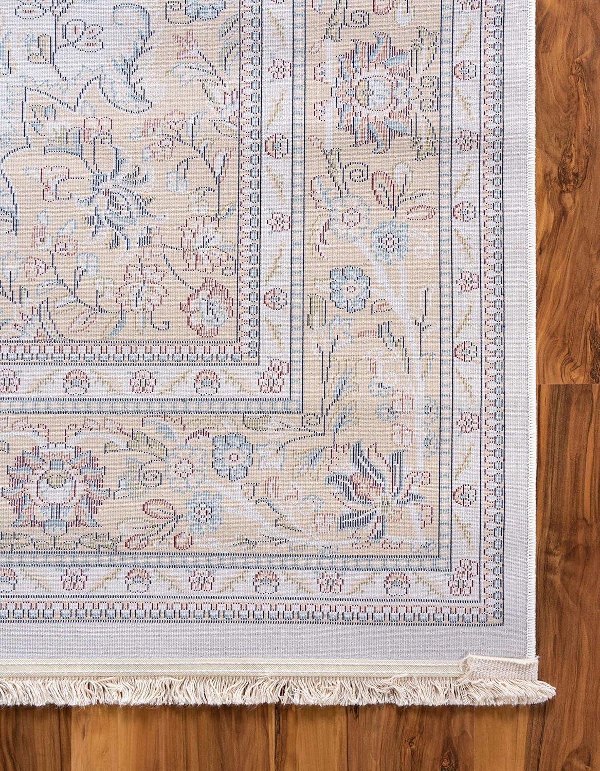 Unique Loom Windsor Narenj Rug Cream/Blue 3' x 5' 1" Rectangle Floral Traditional Perfect For Living Room Bed Room Dining Room Office