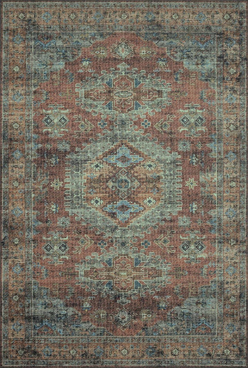 Loloi Skye Collection SKY-07 Terracotta/Sky 6'-0" x 6'-0" Round Area Rug