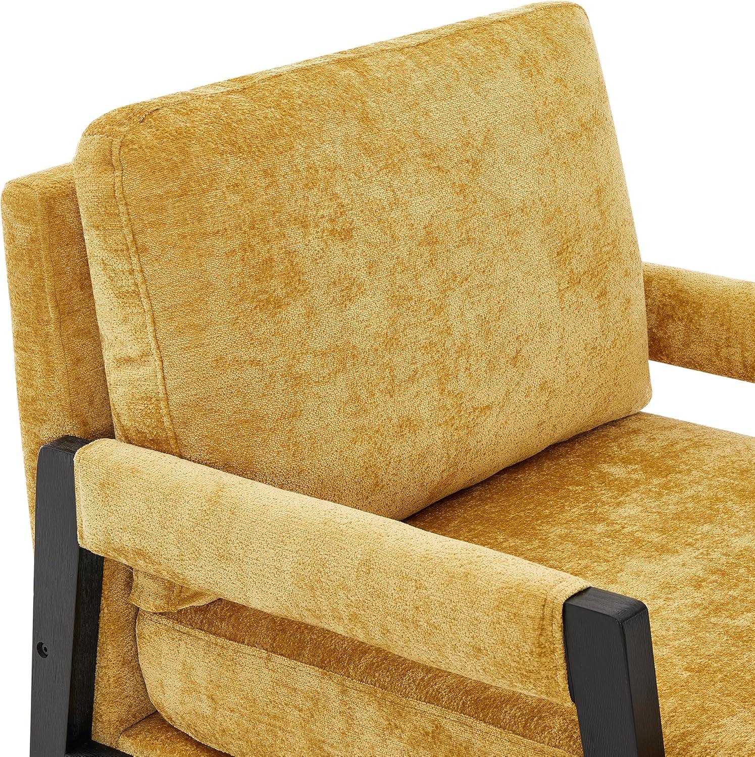 Roundhill Furniture Kelly Mid-Century Modern Chenille Upholstered Accent Armchair Yellow